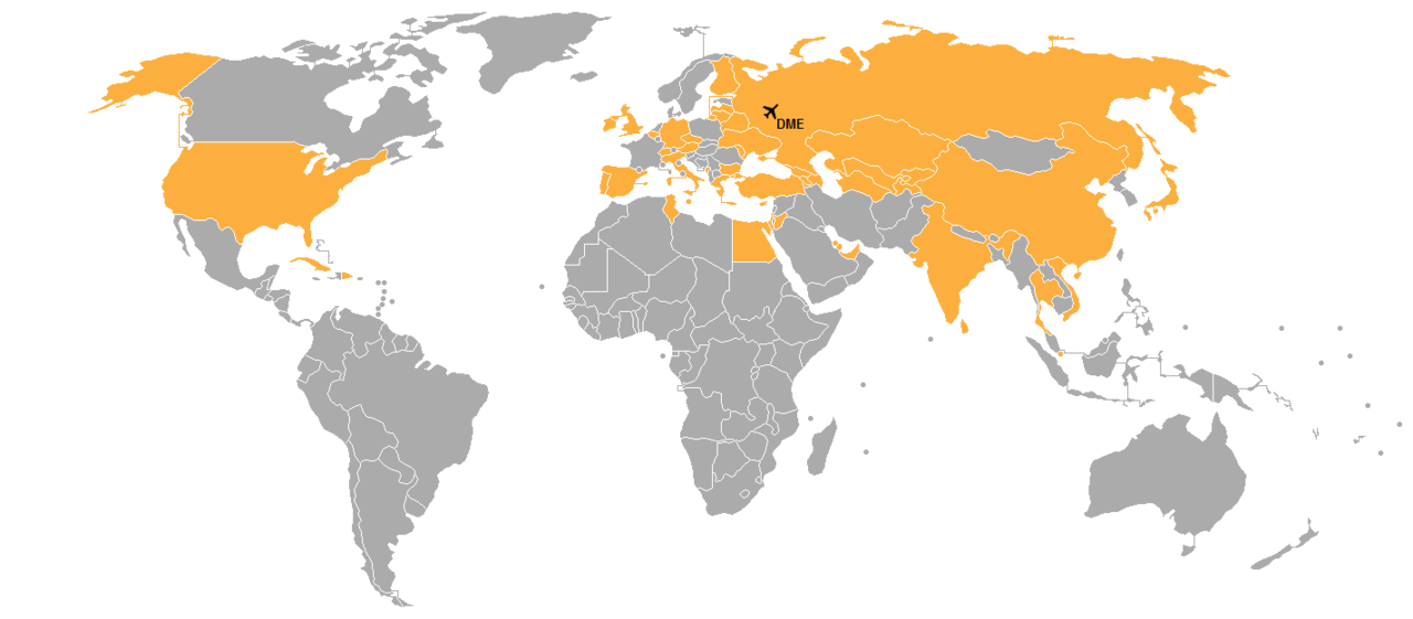 Страны, в которые совершаются рейсы из Домодедово