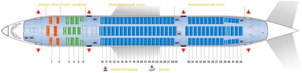 Схема салона Боинг 777