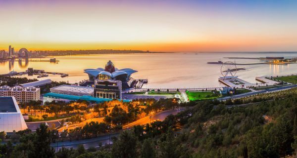 Baku,,Azerbaijan,,August,2022:,Panoramic,View,Of,Baku,City,And